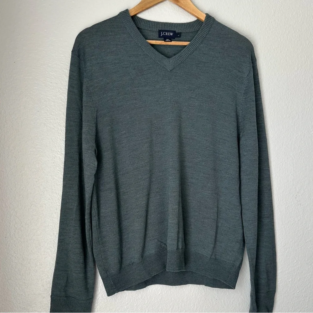 J. Crew V-Neck Pullover 100% Wool Sweater Large preppy shirt Academia school boy